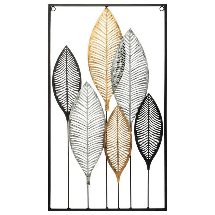 Déco murale "Feuilles" - métal 37x65 cm - Multicolore - Atmosphera createur d'interieur-1