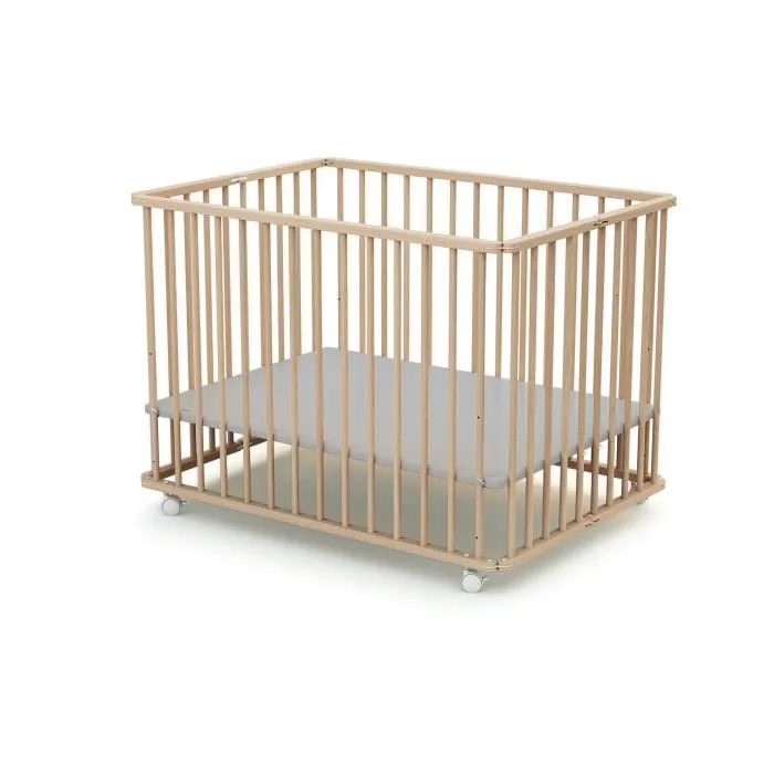 Parc pliant en bois Brut - FORMULA BABY - 70 x 100 cm - Marron - Bébé - 24 mois - 2 ans-2