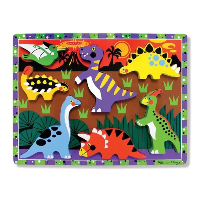 MELISSA & DOUG Puzzle À Grosses Pièces En Bois - Dinosaures-1