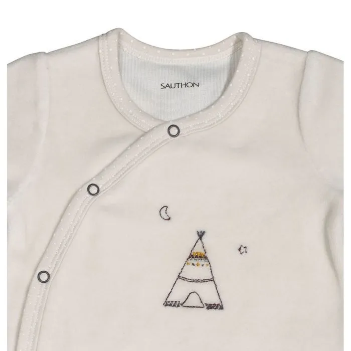 Pyjama bébé à  manches longues en velours-1