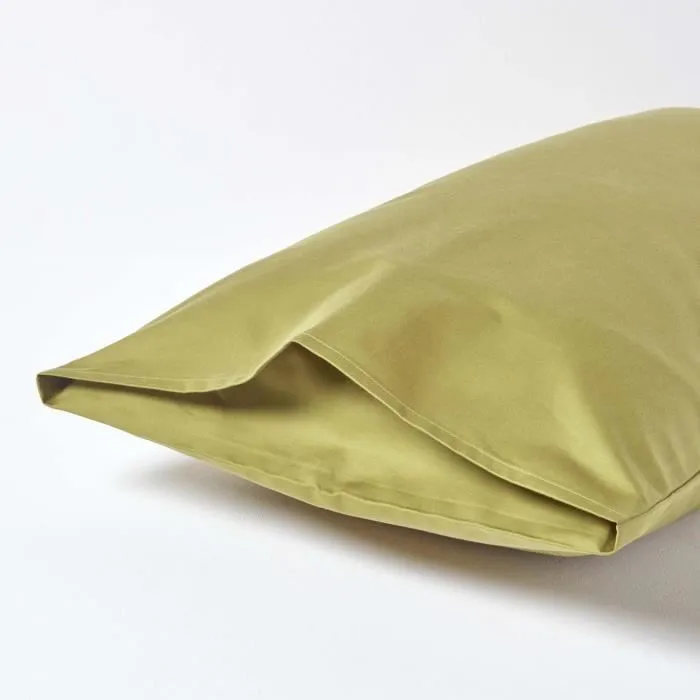 Taie d'oreiller 50x90 cm 100% satin de coton égyptien 1000 fils coloris Vert olive-2