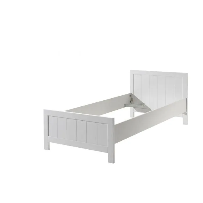 Lit simple enfant Vipack ERIK 90x200 cm + chevet en bois + armoire 3 portes blanc-2