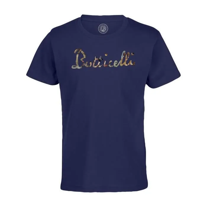 T-shirt Enfant Bleu Botticelli Signature Renaissance Célèbre Peintre Artiste Portraits-0