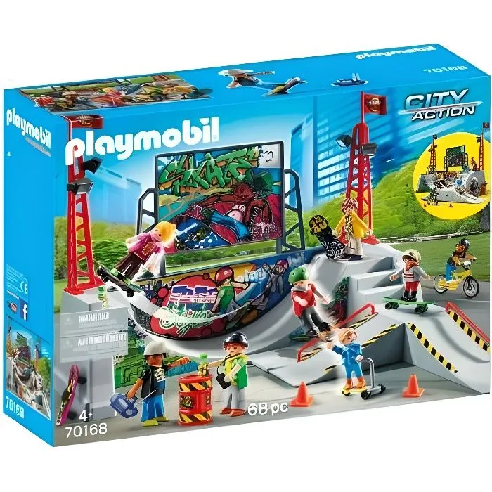 Playmobil City Action - Piste de skate 70168 - 68 pièces - Pour enfants de 4 ans et plus-0
