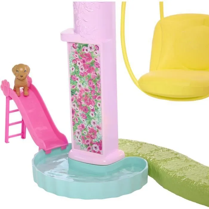 Bebeboutik Barbie Maison de Reve Maison de poupee 3 niveaux piscine et toboggan HMX10