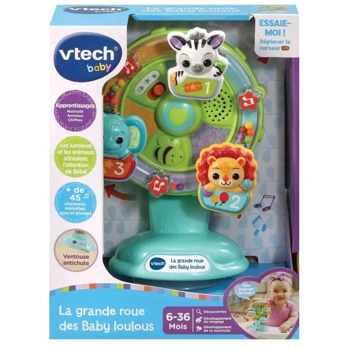 VTECH BABY - La Grande Roue des Baby Loulous - Roue musicale avec ventouse anti-chute - Vert/Multicolore-4