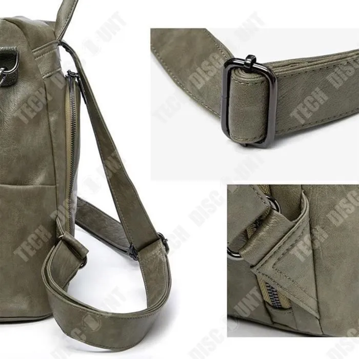 Sac à dos - TD® - Femme - Antivol - Cuir PU - Vert - Multifonctionnel-1