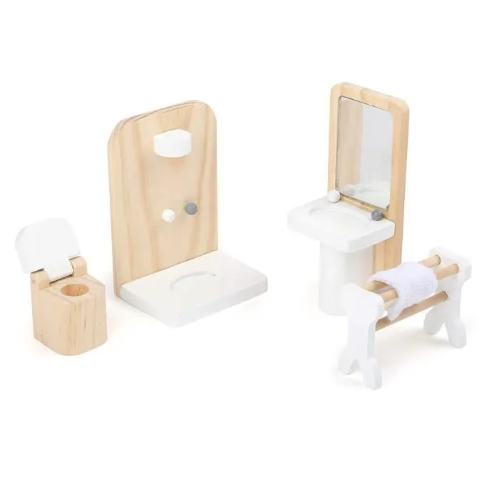 Small Foot- Set Complet de Meubles de Maison de poupée, en Bois, séjour, Cuisine,Chambre et Salle de Bains,à partir de 3 Ans 2451-3