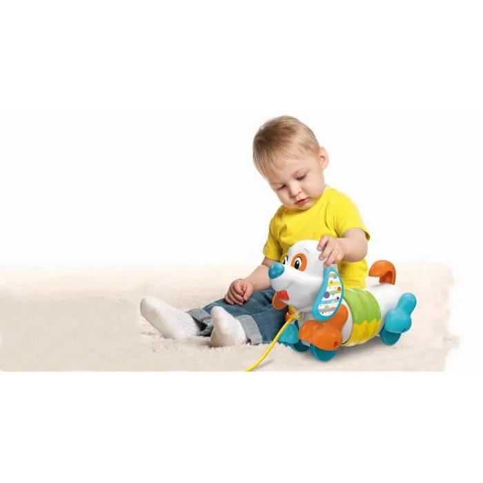 Jouet à tirer Baby Clementoni - Mon chien articulé et sonore pour enfant de 12 mois - Blanc-5