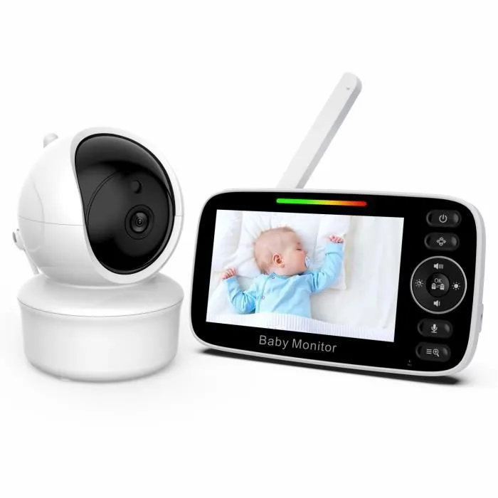 Babyphone, Écran LCD 4,3'' et Babyphone Camera de 2100mah, Bébé Moniteur avec VOX, Vision Nocturne, Communication bidirectionnelle-0