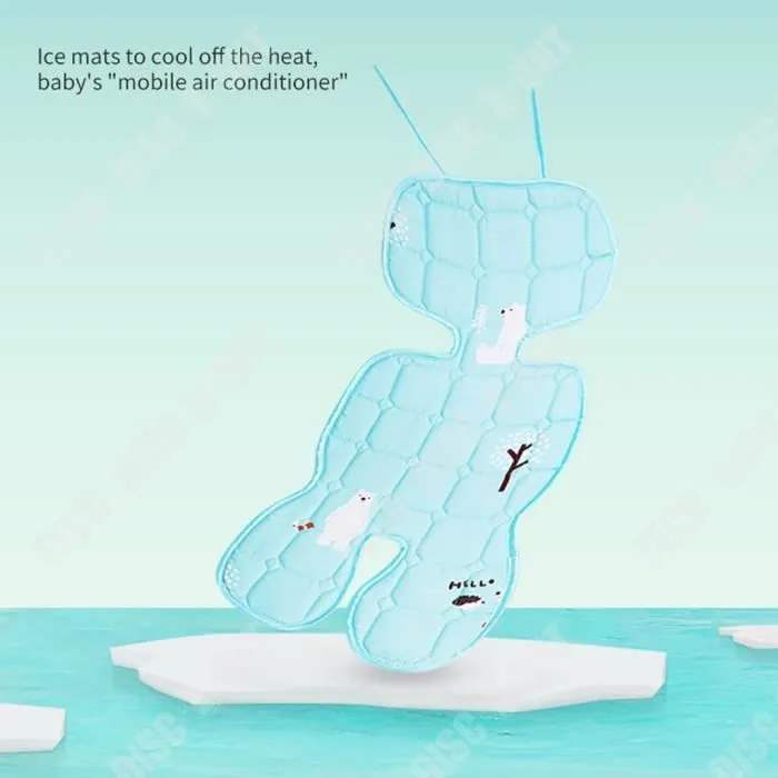 TD® Bébé poussette cool tapis universel glace soie latex antidérapant lavable frais et confortable été 4D respirant maille tapis-3