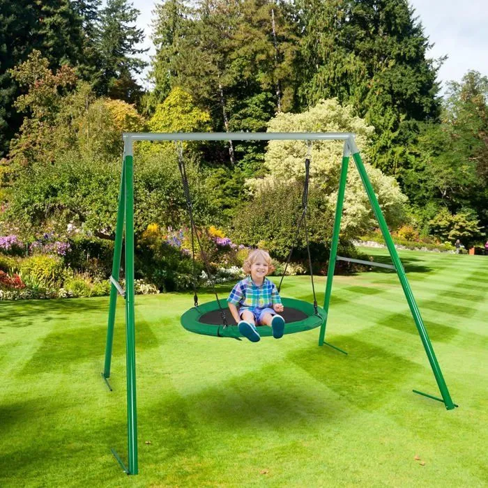 Balançoire Enfants - HyperMotion - Ronde - Hauteur Réglable - Charge 150 kg - Diamètre 102 cm-1