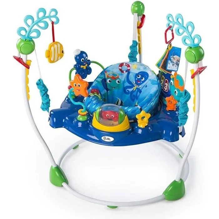 BABY EINSTEIN Aire d'éveil bébé multi-jouets, siège à rebonds, pivotant 360° - Neptune - Jouet tortue amovible,13 jeux multilingues-0