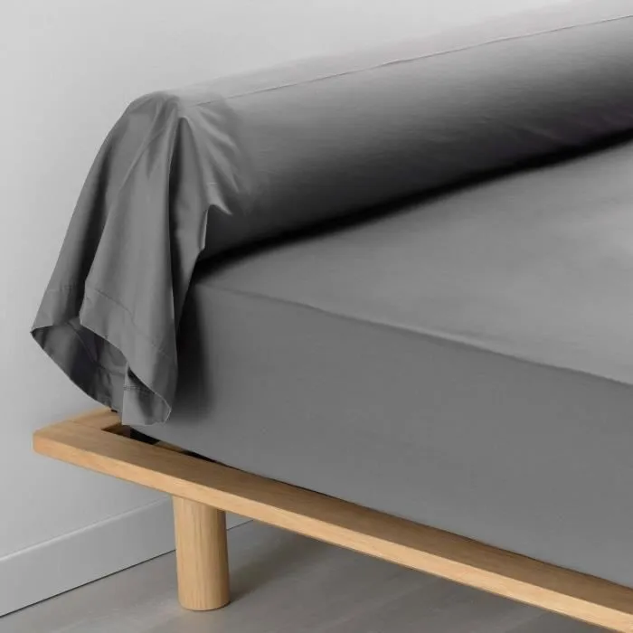 CDaffaires Taie de traversin 85x185 cm percale uni 78 fils percaline +p. bourdon Anthracite-0