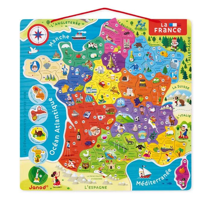 Puzzle France Magnétique 93 pcs (bois) - JANOD - Nouvelles régions 2016 - Dès 7 ans-4