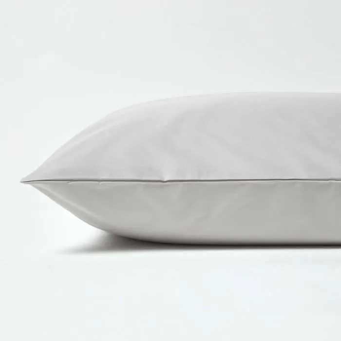 Taie d'oreiller - Homescapes - Gris Argenté - 100% Coton Égyptien - 80 x 80 cm - 200 Fils-1