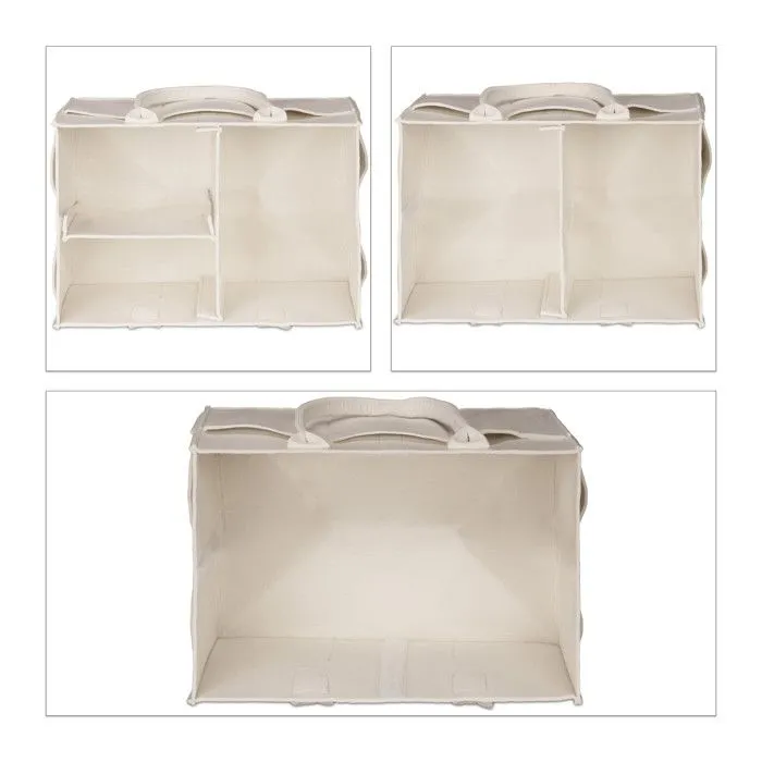 Relaxdays Rangement couches, 11 compartiments, panier langer portable, organiseur chambre bébé, corbeille, beige-5