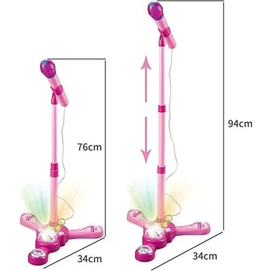 Karaoke Enfants - AMOUNE - Jouet Fille 3-8 Ans - Pied Réglable - Rose-1