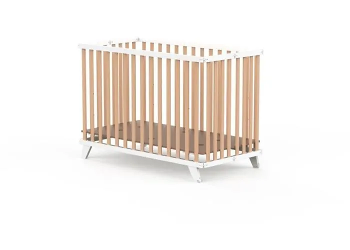 Lit d'enfant pliant - Geuther - Mayla - Blanc et bois naturel - 60x120 cm - Évolutif-0