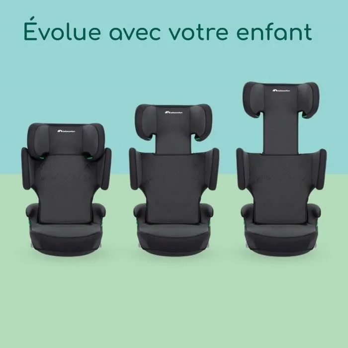 BEBECONFORT Siège auto ROAD FIX i-Size, groupe 2/3, Isofix, rehausseur, 3,5 ans à 10/12 ans, 100-150cm, 15-36kg, TINTED BLACK-1