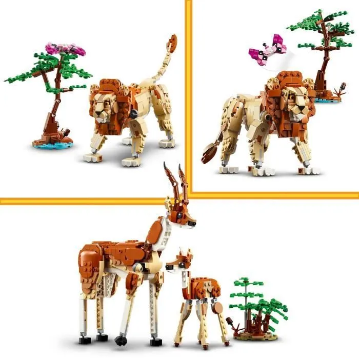 LEGO® 31150 Creator 3en1 Les Animaux Sauvages du Safari, Jouet avec Figurines d'Animaux, Girafe, Gazelles et Lion-3