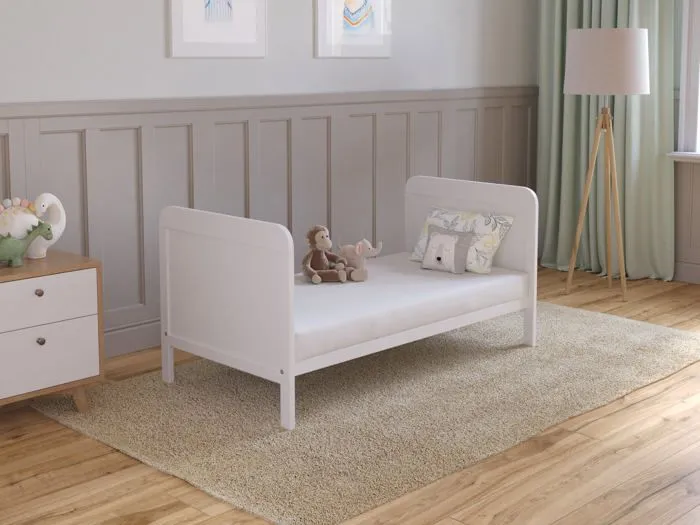 Lit Bebe Evolutif Avec Matelas - Lit Bebe Set Complet 120x60 cm Bois,Blanc convertible-4