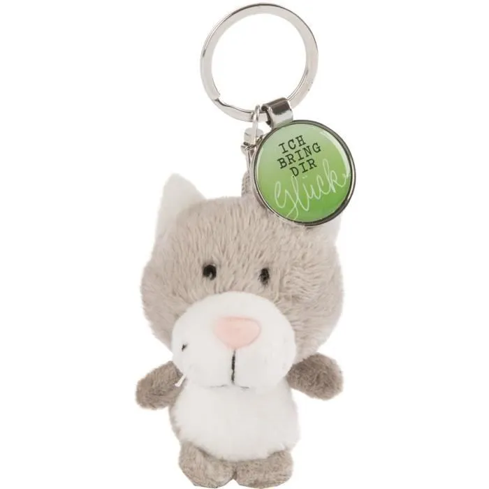 Nici porte-clés Ich bring dir Glück 7 cm peluche beige/vert-0