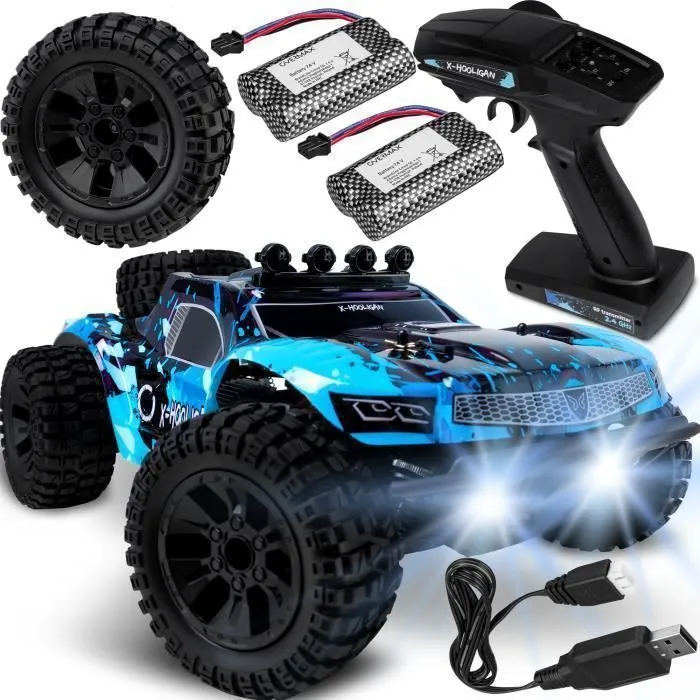 OVERMAX Hooligan Grande voiture télécommandée rapide, échelle 1:10, vitesse 50 km/h, portée 100 mètres, transmission 4x4, 40 min-0