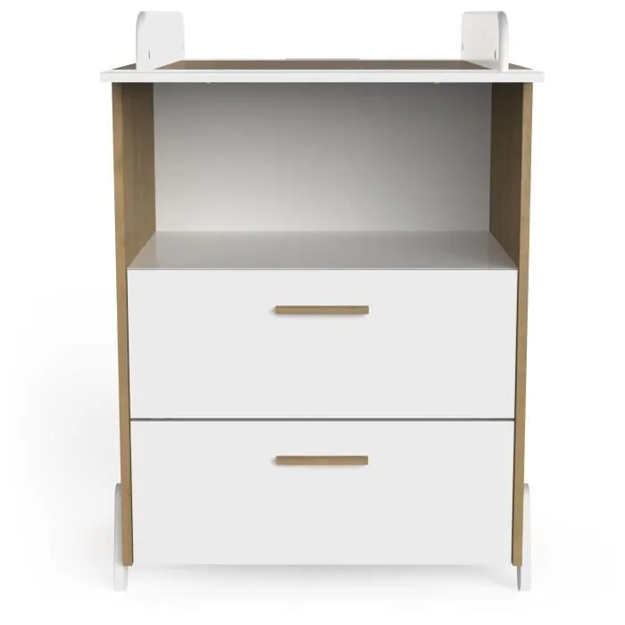 Ensemble duo 60 comprenant 1 lit à barreaux 60 x 120 cm & 1 commode à langer 2 tiroirs - NAILI - Hamilton / Blanc mat - DEMEYERE-2