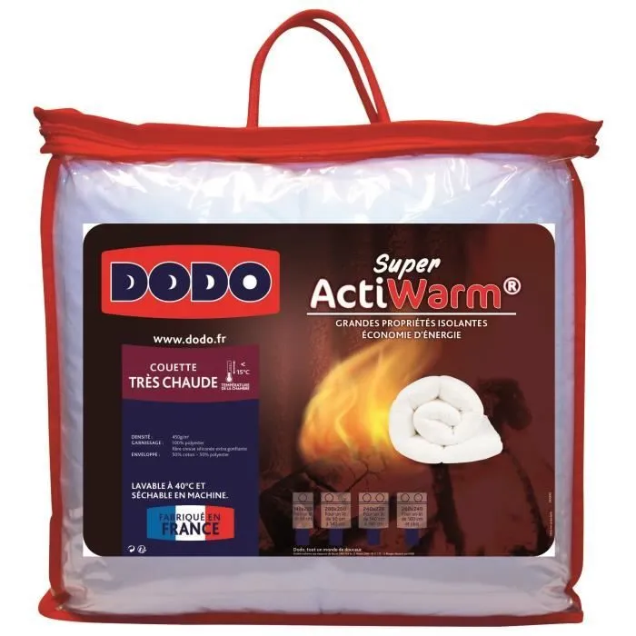 DODO Couette très chaude 450g/m² SUPER ACTIWARM 200x200 cm blanc-0