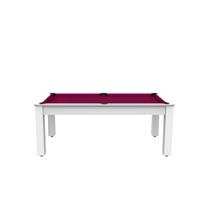 Billard convertible table 8 personnes - De Faugères - Colorado - Blanc laqué - Tapis prune-0