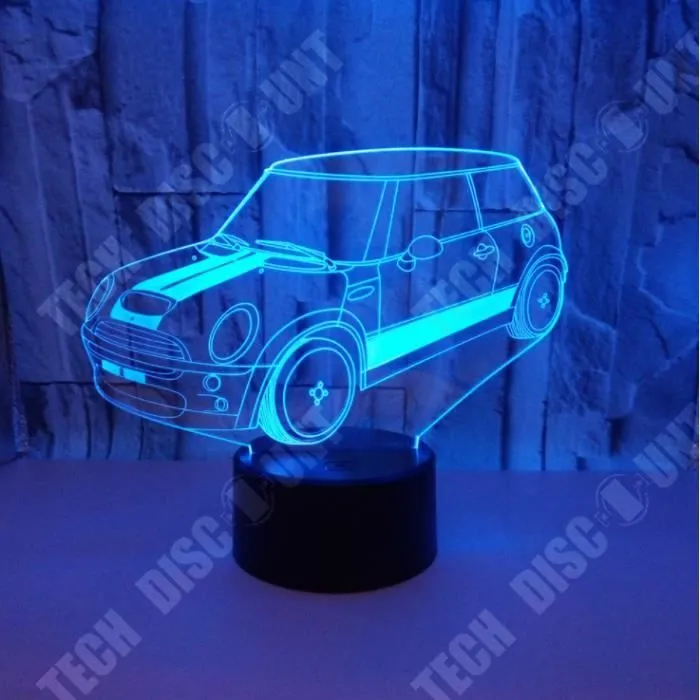 TD® Veilleuse 3D Tableau Bureau Lampes 3D Glow LED Décoratif USB Voiture 7 Couleurs-2