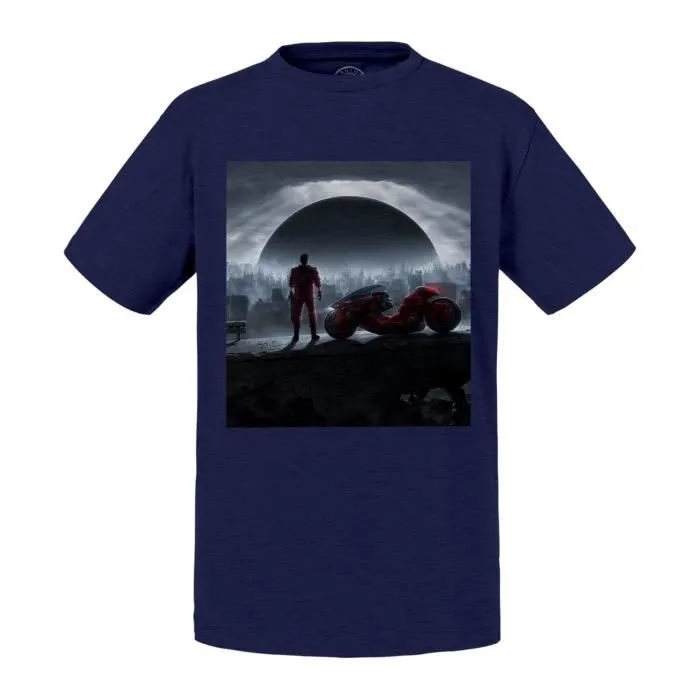 T-shirt Enfant Bleu Akira Moto Ville Science-fiction Futuriste Neo Tokyo-0