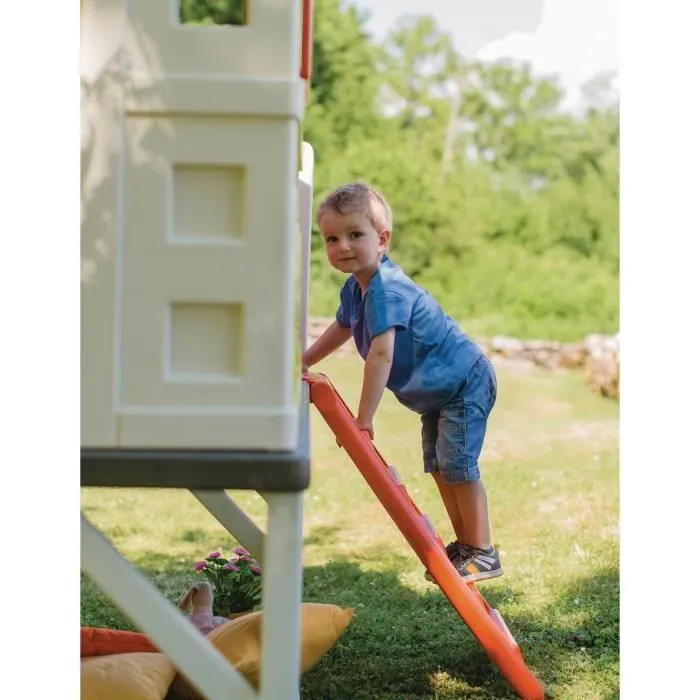 Maison Pilotis Smoby - Toboggan - Plateforme 70cm - Anti-UV - Vert - Fabriqué en France-3