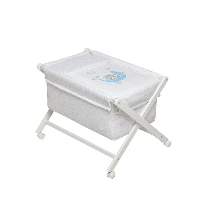 Berceau en Croix- Bear Sleeping - Bleu - INTERBABY - 92232-01 - Berceau - Blanc - Enfant - 55x90x72cm-0