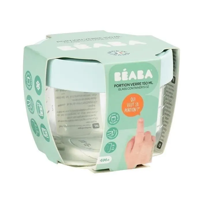 Pots de conservation en verre BEABA - 150 ml - Extra-résistant - Bleu-3