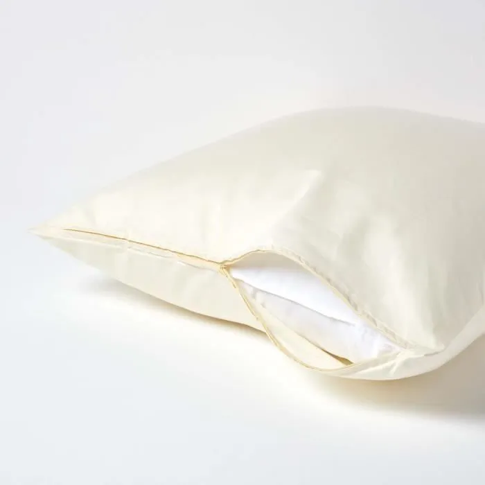 Taie d'oreiller 80x80 cm 100% satin de coton égyptien 1000 fils coloris Crème-2