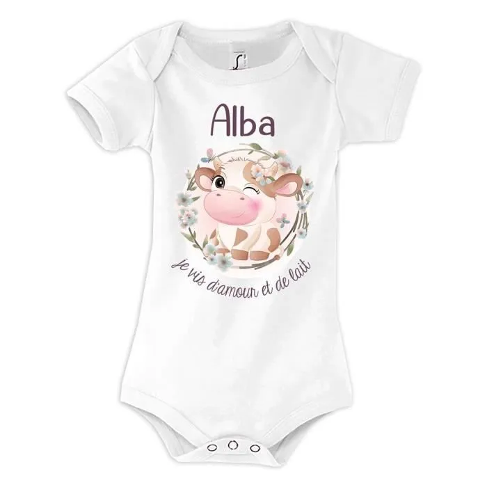 Body bébé Alba - Blanc - Label qualité Oeko-Tex - Fermeture boutons pression-0