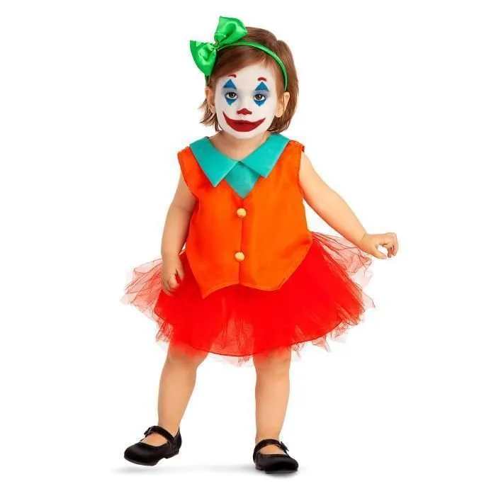 Déguisement Miss Joker bébé fille - 7 - 12 mois (74 - 80 cm) - Batman - Orange - Tutu - Serre-tête vert-0