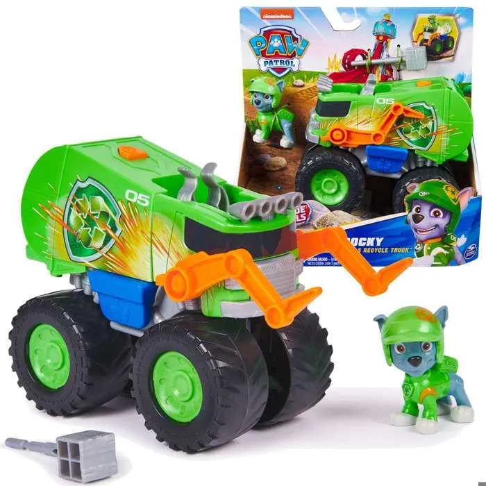 Jouet - Spin Master - Camion poubelle Patrouille Rescue Wheels - Figurine Rocky - 3 ans et plus - Vert-0