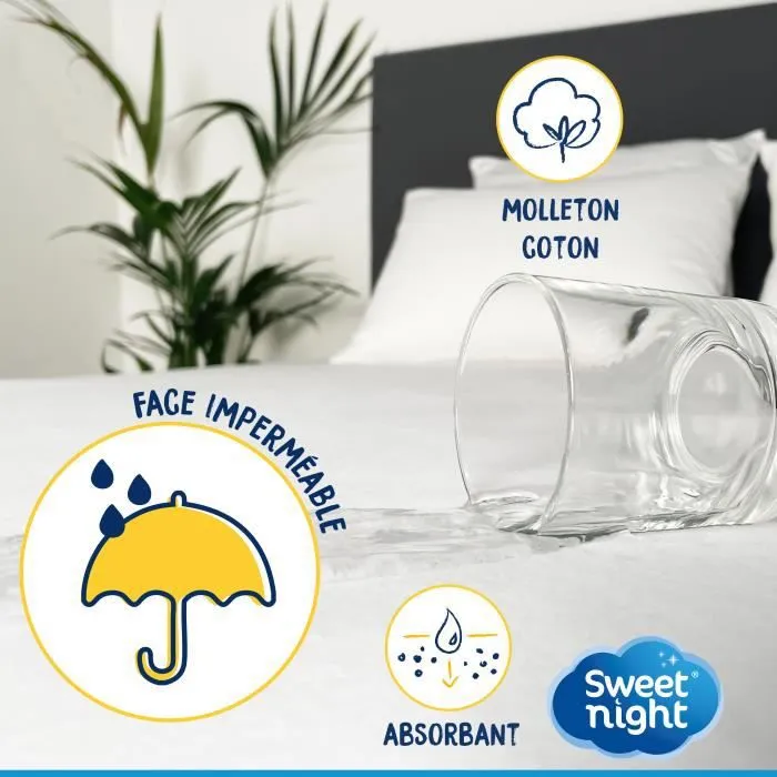 Sweetnight - Protège matelas 200x200 cm | Alèse Imperméable et Anti Acariens | Molleton 100% coton | Silencieux et Respirant-1