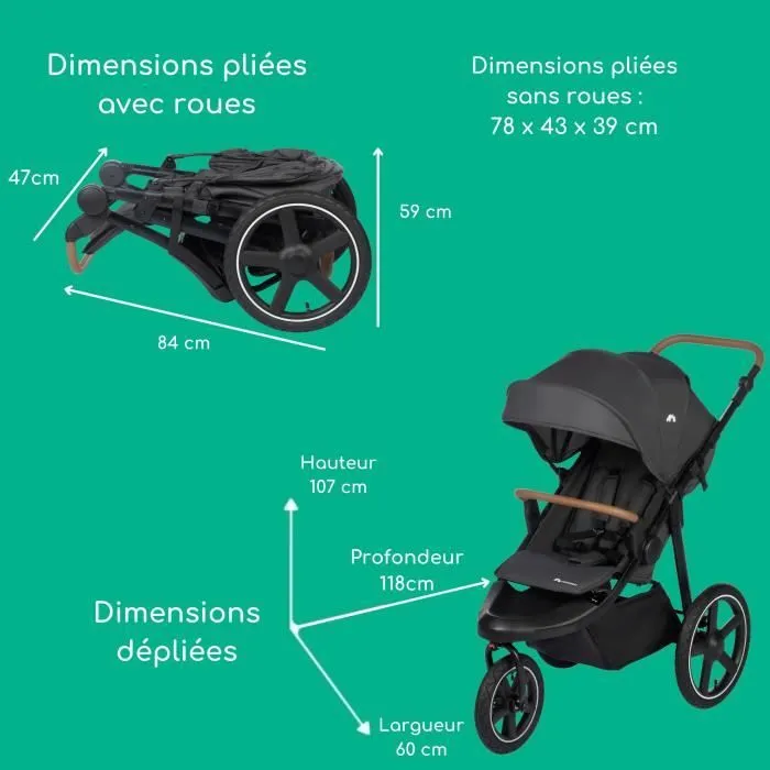 Poussette hauteur deals