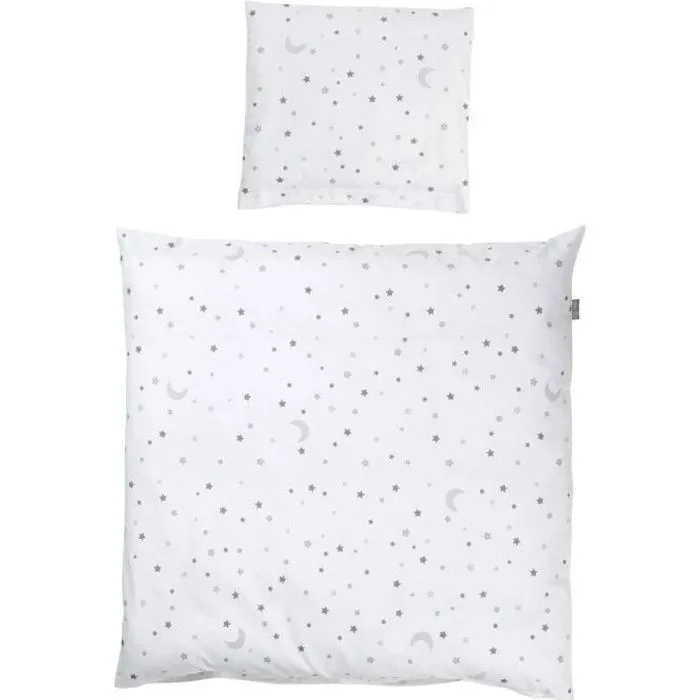 ROBA Parure de lit Bébé "Sternenzauber grau" - Housse de Couette 80x80 cm + Taie 40x35 cm-0