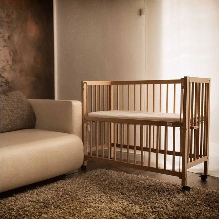 Lit bébé à barreaux cododo en hêtre massif blanc 40x90 cm - tiSsi - Lit d'appoint - Mixte - Bois naturel FSC-5