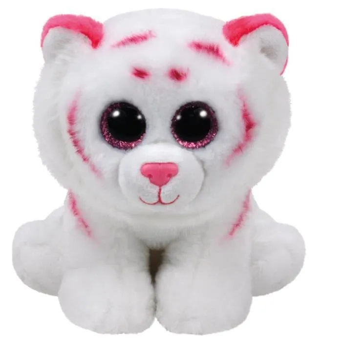 Peluche - TY - TY90247 - Tabor le tigre rose et blanc - 23cm-0