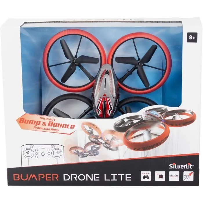 Drone Télécommandé - FLYBOTIC - Bumper Drone Lit - 17 cm - rouge et noir - dès 8 ans-0