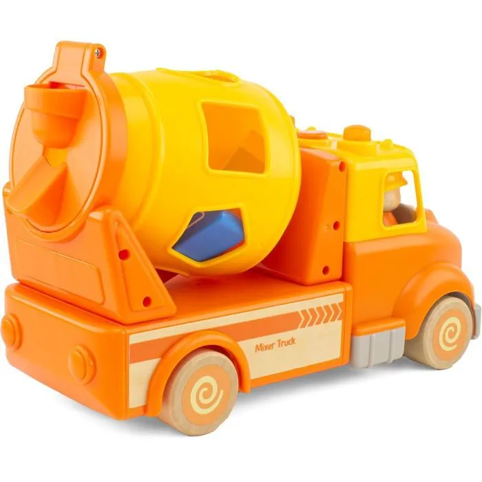 Véhicule miniature - Ulysse - Routoudou - Camion toupie - 2 personnages amovibles - 6 blocs en bois - 28 cm-1