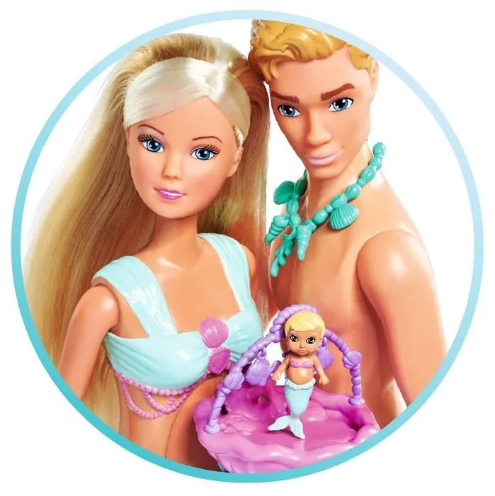 Simba - 105733524 - Steffi Love Famille Sirenes - Poupee Mannequin 29cm Enceinte - Kevin Sirene et Bebe - Des 3 Ans - S06-2