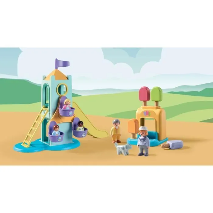 PLAYMOBIL 1.2.3 - 71326 - Aire de jeux avec toboggan géant pour les tout-petits 18-36 mois-4