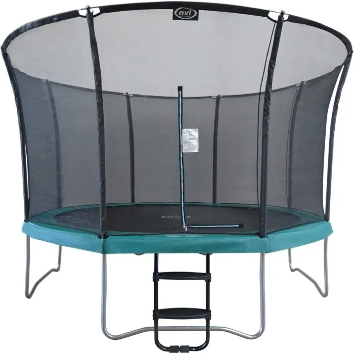 Trampoline rond AXI Denver avec échelle et filet de sécurité Ø 366 cm en vert-0